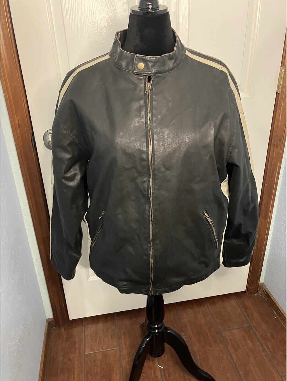 Arizona Y2k Men's Size L Faux Leather Motorcycle Jacket Grunge